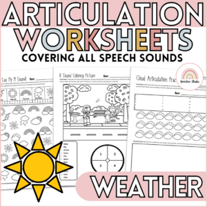 Weather Themed Articulation Worksheets and Activities for Speech Therapy - No Prep