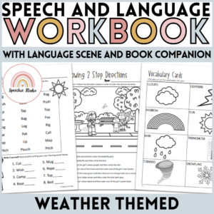 Weather Themed Language and Articulation Workbook for Speech Therapy NO PREP