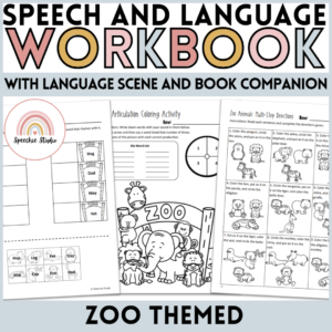 Zoo Themed Language and Articulation Workbook for Speech Therapy NO PREP