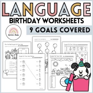 Birthday Themed Language Worksheets and Activities for Speech Therapy - No Prep