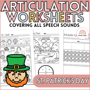 St. Patrick's Day Themed Articulation Worksheets and Activities for Speech Therapy - No Prep