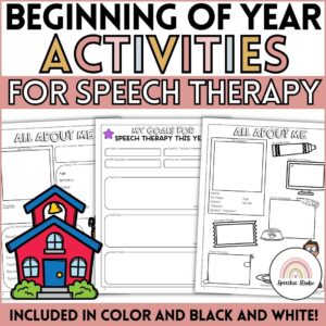 Back to School Speech Therapy Activities for the Beginning of the Year
