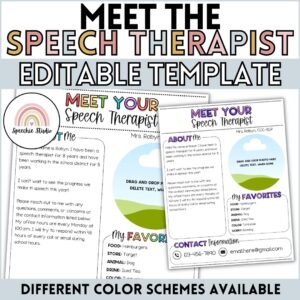 Editable Back to School Meet the Speech Therapist Handout