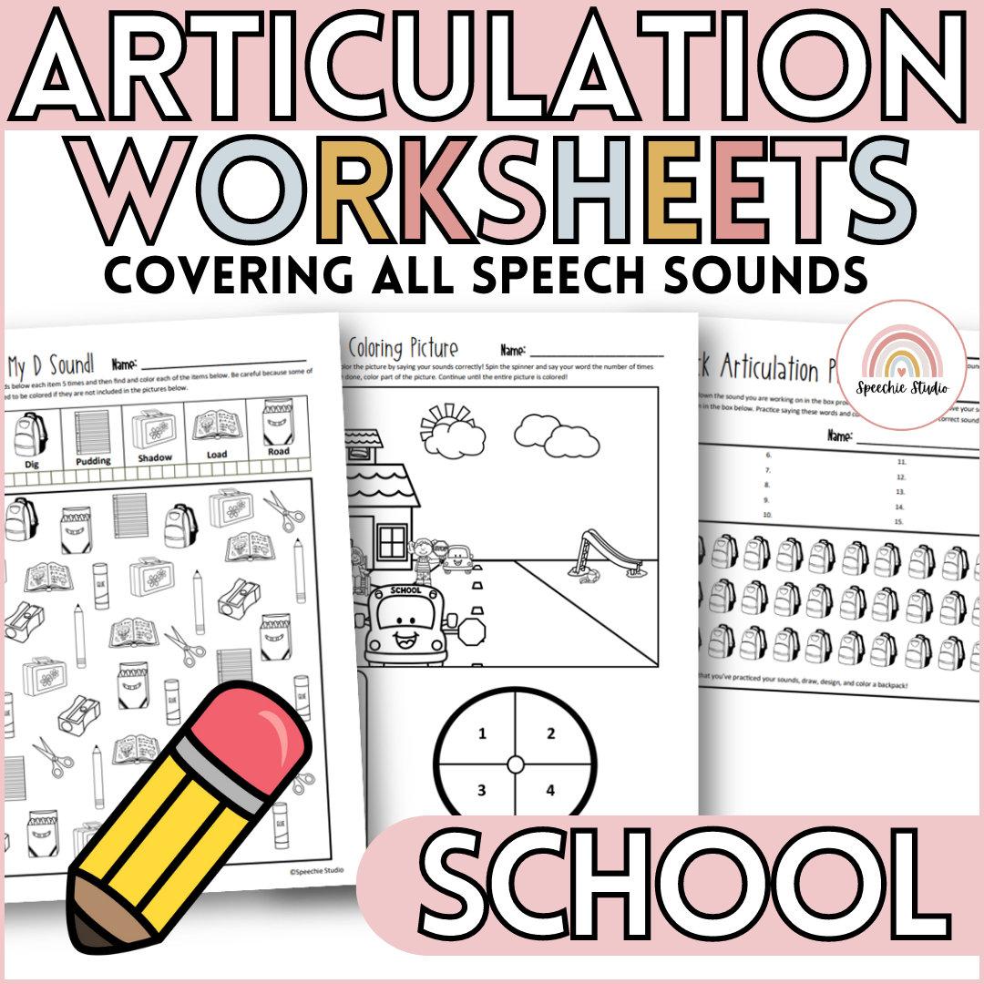 Back To School Themed Articulation Worksheets And Activities For Speech ...