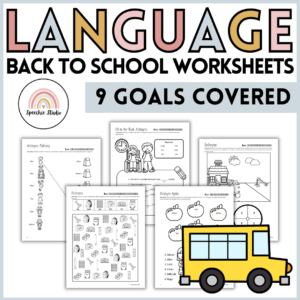 Back to School Themed Language Worksheets and Activities for Speech Therapy - No Prep