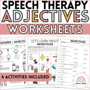 Adjectives Basic Concepts Worksheets and Activities for Speech Therapy