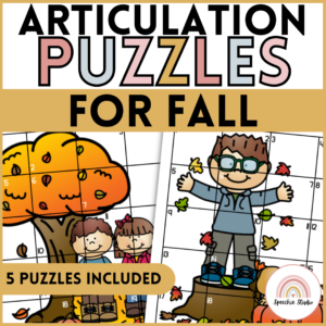 Fall Speech Therapy Articulation Puzzles and Activities