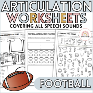 Football Themed Speech Therapy Activities No Prep Articulation Worksheets