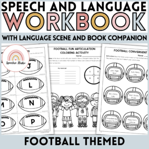 Football Themed Language and Articulation Workbook for Speech Therapy NO PREP
