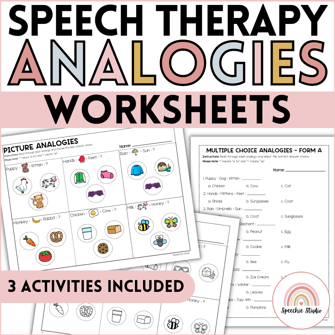 Analogies Worksheets And Activities For Speech Therapy No Prep