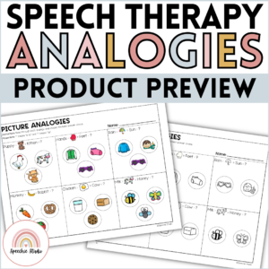 Analogies Worksheets and Activities for Speech Therapy No Prep FREEBIE