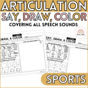 Sports Articulation Drawing Activity Worksheets for Speech Therapy No Prep