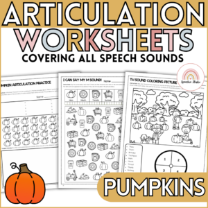 Pumpkin Themed Speech Therapy Activities No Prep Articulation Worksheets