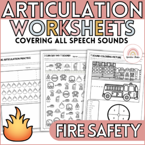 Fire Safety Themed Speech Therapy Activities No Prep Articulation Worksheets