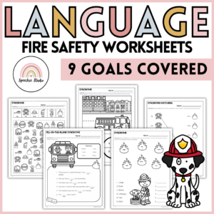 Fire Safety Themed Speech Therapy Language Activities and Worksheets