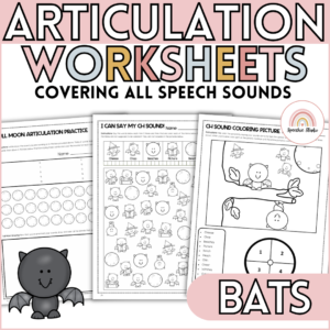 Bat Themed Speech Therapy Activities No Prep Articulation Worksheets