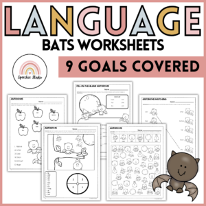 Bat Themed Speech Therapy Language Activities and Worksheets No Prep