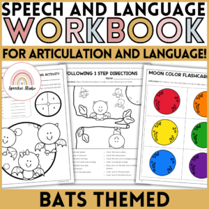 Bat Themed Speech Therapy Activity Workbook for Language and Articulation