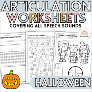 Halloween Themed Speech Therapy Activities No Prep Articulation Worksheets