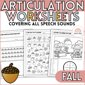 Fall Themed Speech Therapy Activities No Prep Articulation Worksheets