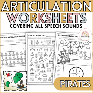 Pirate Themed Speech Therapy No Prep Articulation Activities & Worksheets