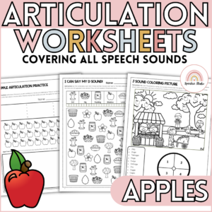 Apples Themed Speech Therapy Activities No Prep Articulation Worksheets