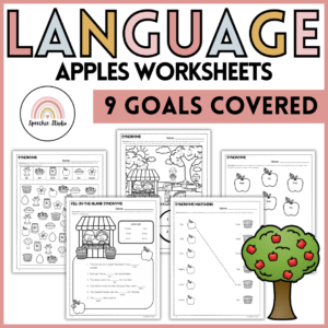 Apples Themed Speech Therapy Language Activities and Worksheets No Prep