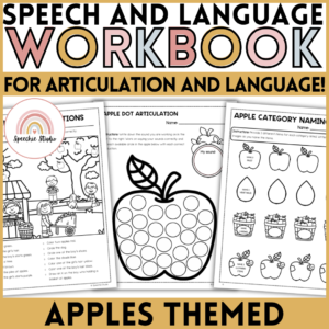 Apples Themed Speech Therapy Activity Workbook for Language and Articulation