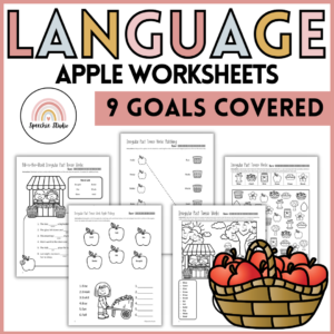 Apple Language Worksheets and Activities for Speech Therapy No Prep