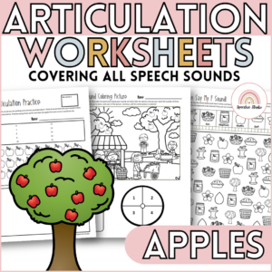 Apple Themed Articulation Worksheets and Activities for Speech Therapy