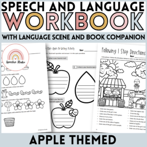 Apple Themed Language and Articulation Workbook for Speech Therapy NO PREP