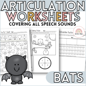 Bat Themed Articulation Worksheets and Activities for Speech Therapy No Prep