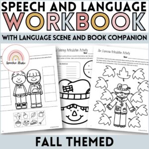 Fall Themed Language and Articulation Workbook for Speech Therapy NO PREP