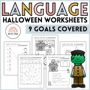 Halloween Language Worksheets and Activities for Speech Therapy No Prep