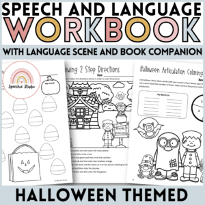 Halloween Themed Language and Articulation Workbook for Speech Therapy NO PREP