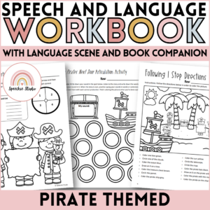 Pirate Themed Language and Articulation Workbook for Speech Therapy NO PREP