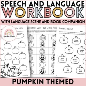 Pumpkin Themed Language and Articulation Workbook for Speech Therapy NO PREP