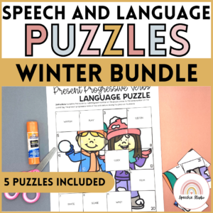 Winter Language and Articulation Speech Therapy Activity Puzzles