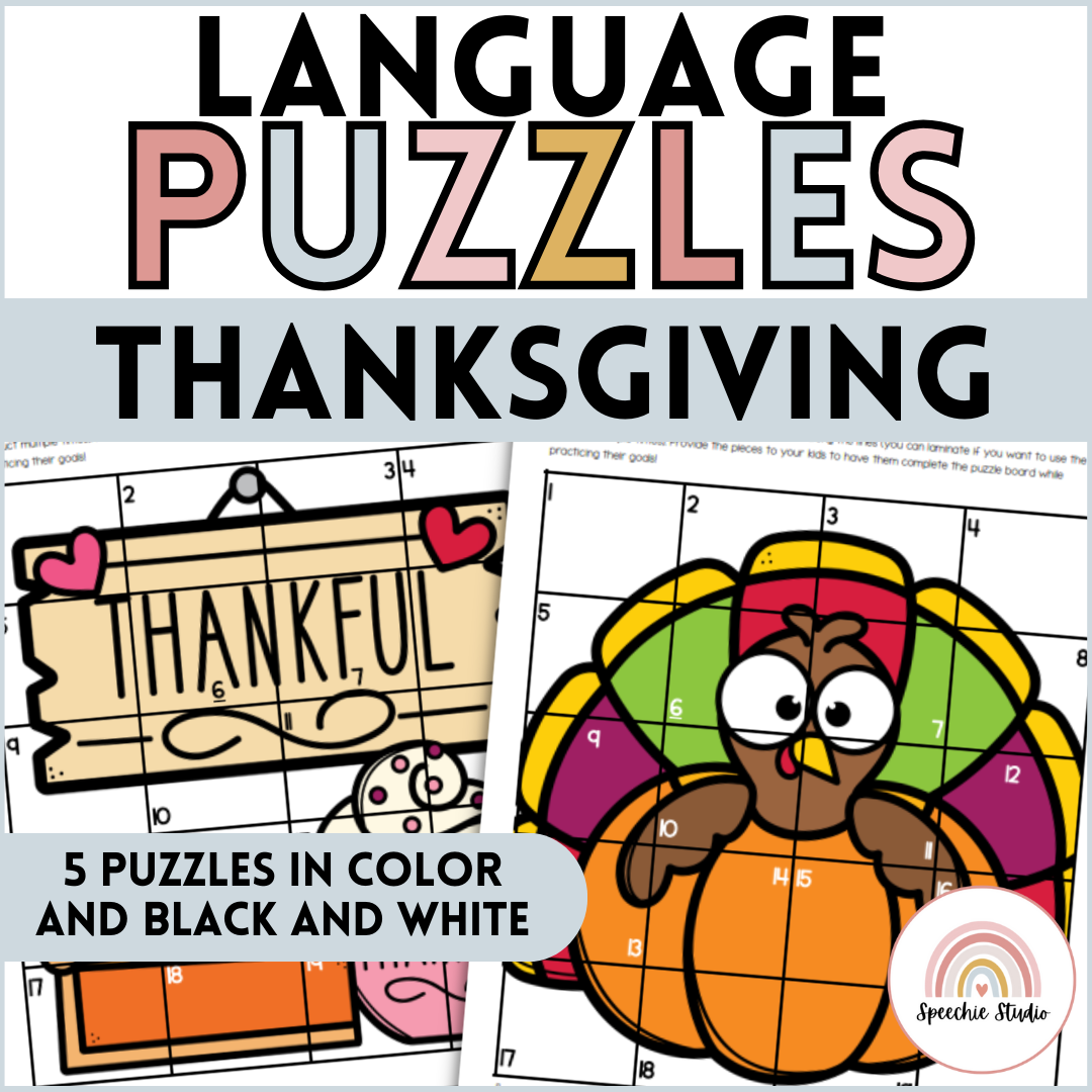 Thanksgiving Speech Therapy Language Puzzles And Activities - Speechie ...