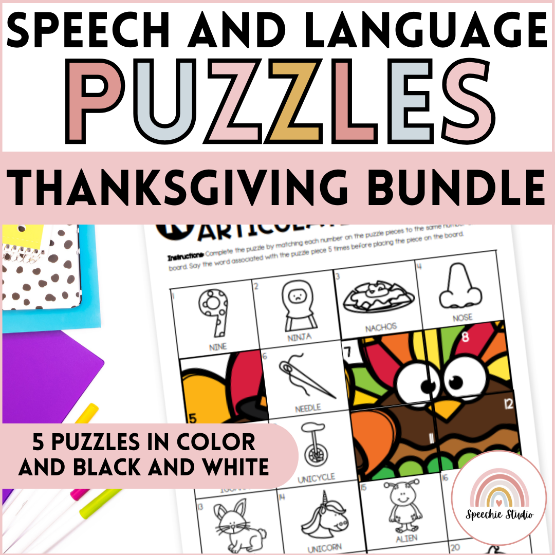 Thanksgiving Language And Articulation Speech Therapy Activity Puzzles ...