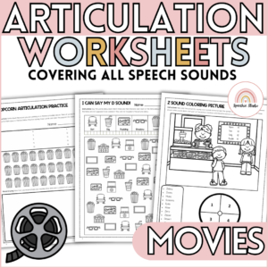 Movie Themed Speech Therapy Activities No Prep Articulation Worksheets