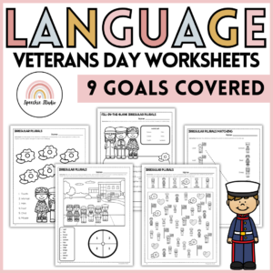 Veterans Day Themed Speech Therapy Language Activities and Worksheets No Prep