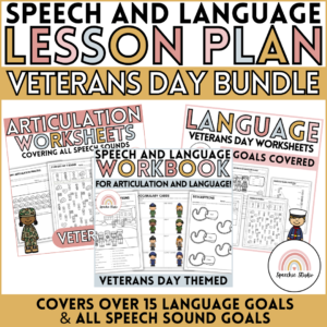 Veterans Day Themed Speech Therapy Language and Articulation Activities Low Prep