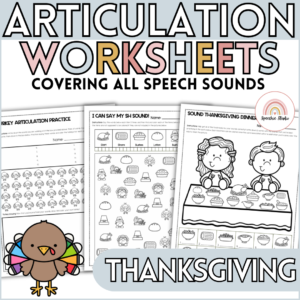 Thanksgiving Themed Speech Therapy Activities No Prep Articulation Worksheets