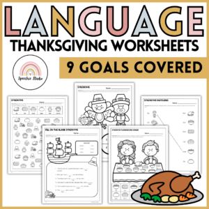 Thanksgiving Themed Speech Therapy Language Activities and Worksheets No Prep