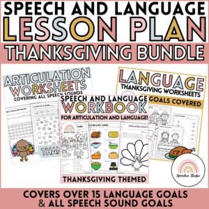 Thanksgiving Themed Speech Therapy Language and Articulation Activities