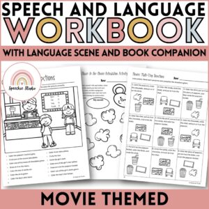 Movie Themed Language and Articulation Workbook for Speech Therapy NO PREP