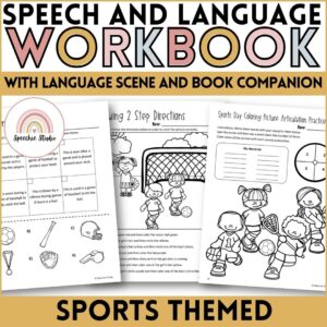 Sports Themed Language and Articulation Workbook for Speech Therapy NO PREP