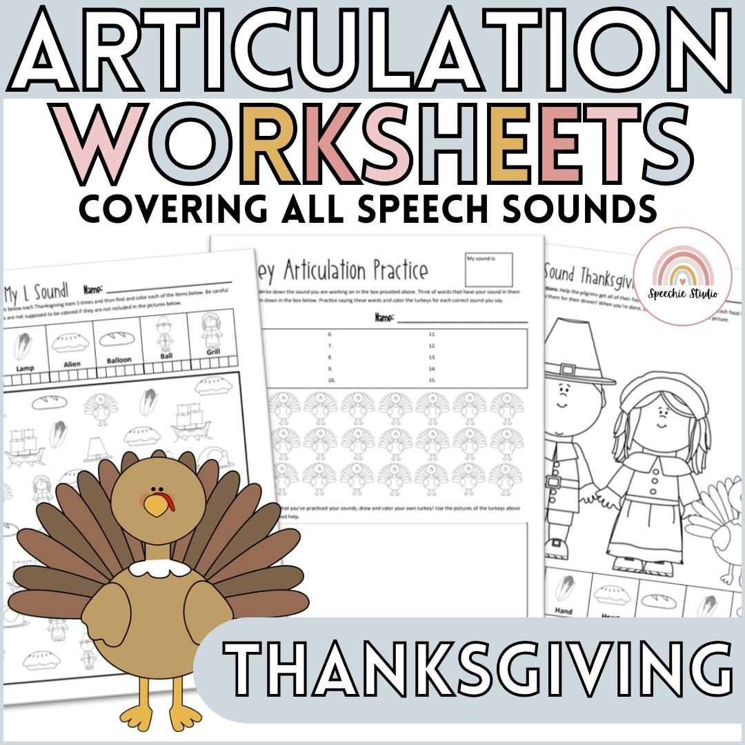 Thanksgiving Articulation Worksheets And Activities For Speech Therapy ...