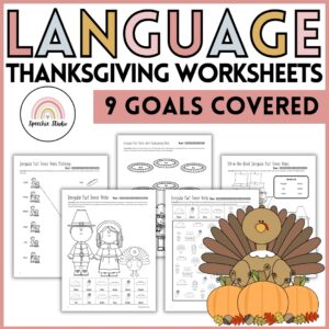 Thanksgiving Language Worksheets and Activities for Speech Therapy No Prep